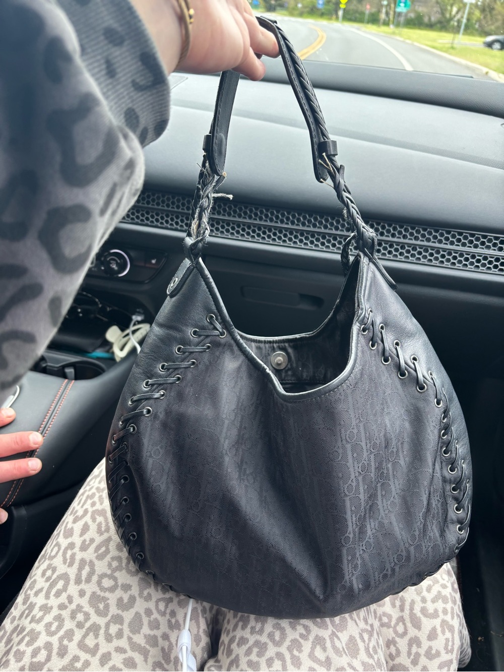 Dior nylon and leather black hobo bag - Picture 2 of 6